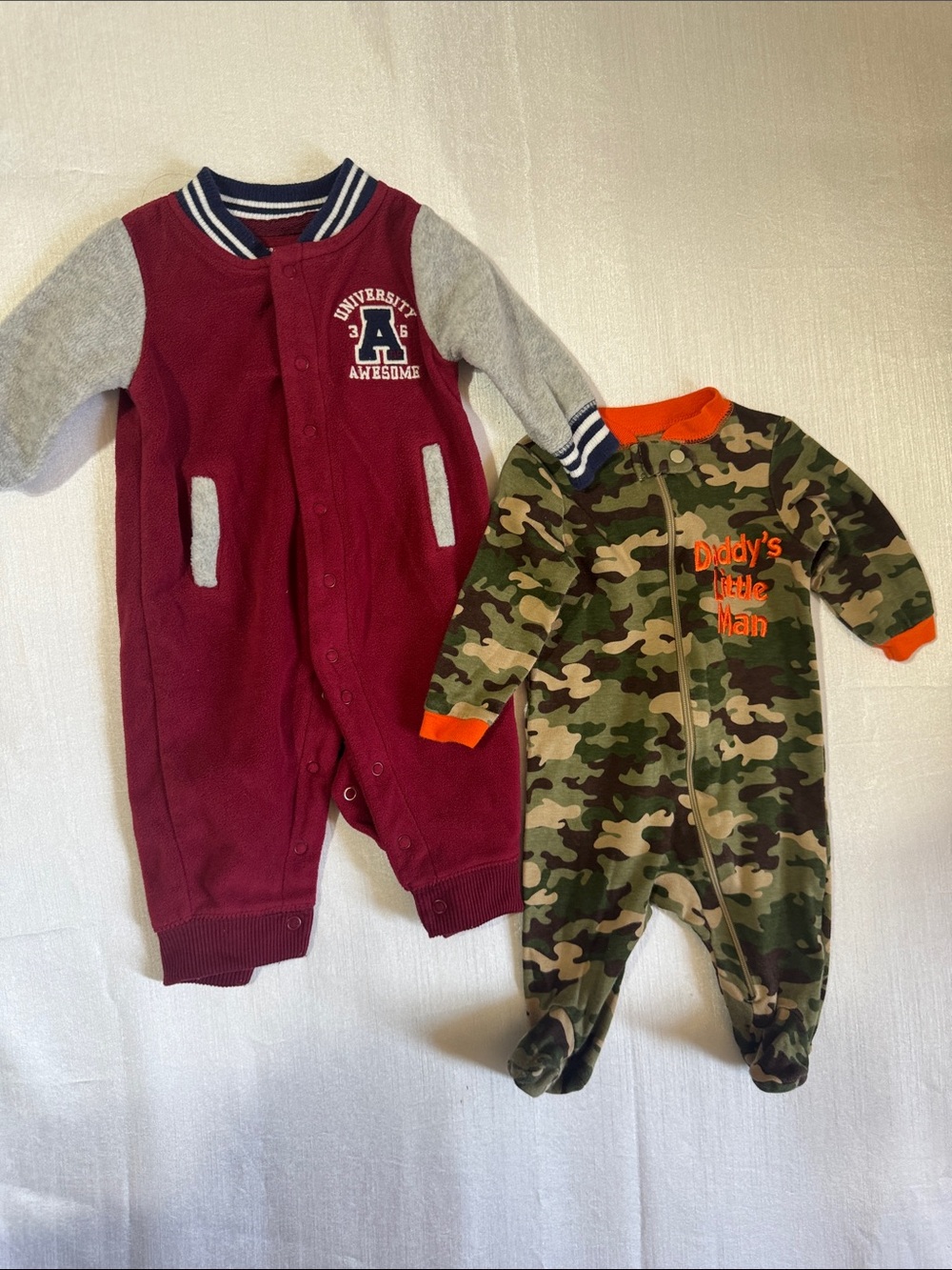 Maroon & Camouflage Baby One-Piece Set - Cute Everyday Sleepers